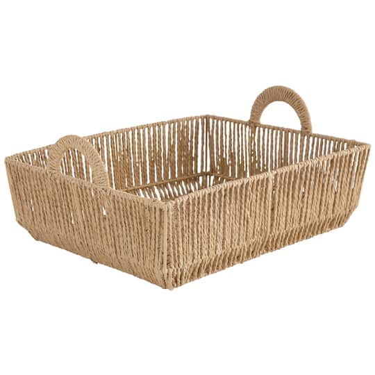 Simplify Large Vertical Weave Shelf Storage Basket with Round Handles | 15" x 13" x 5" | Michaels®